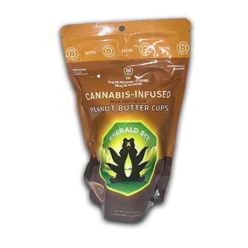 Sativa 10pk Peanut Butter Cups Emerald Sky Edibles Sespe Creek